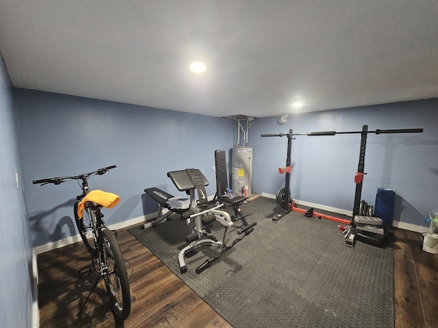 770 Jack Smith Rd, Dunlap, TN 37327 - exercise room featuring electric water heater, wood finished floors, and recessed lighting