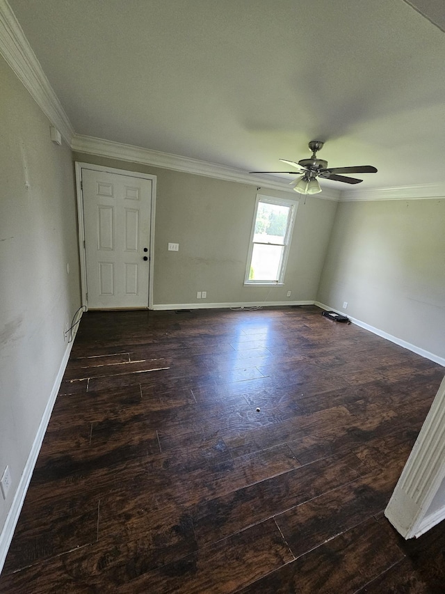 309 Byrd Ave, Murfreesboro, TN 37129 - spare room featuring ceiling fan, ornamental molding, and wood finished floors