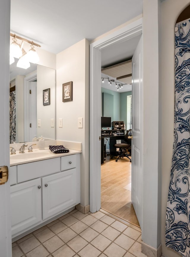 6607 Ormond Dr, Nashville, TN 37205 - bathroom with vanity and tile patterned flooring