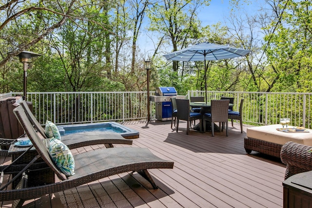 6607 Ormond Dr, Nashville, TN 37205 - deck with outdoor dining space, an outdoor pool, and area for grilling
