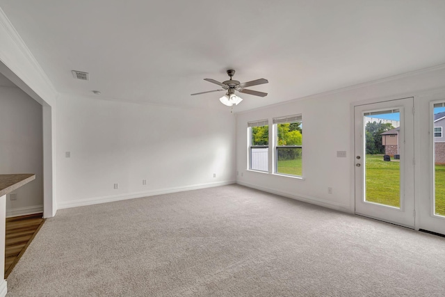 4247 Aurora Cir, Murfreesboro, TN 37127 - carpeted empty room featuring crown molding and ceiling fan