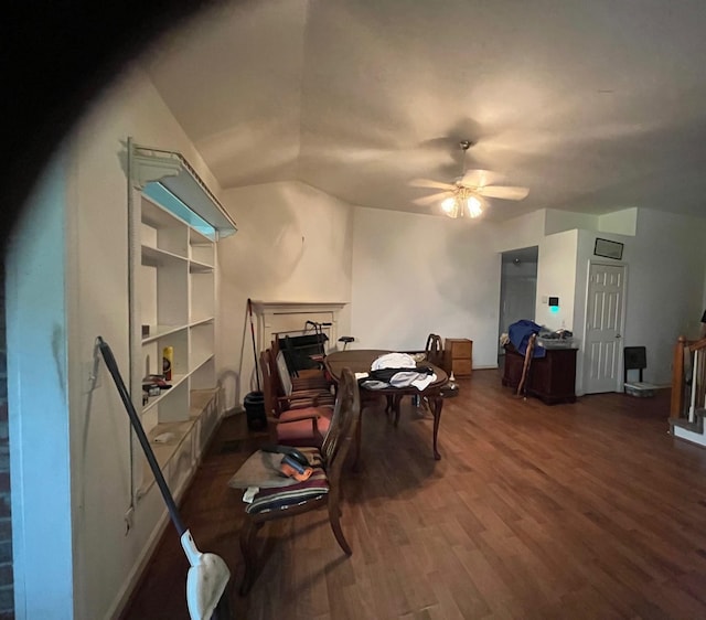 3412 Harborwood Cir, Nashville, TN 37214 - office featuring ceiling fan, dark wood-style flooring, and vaulted ceiling