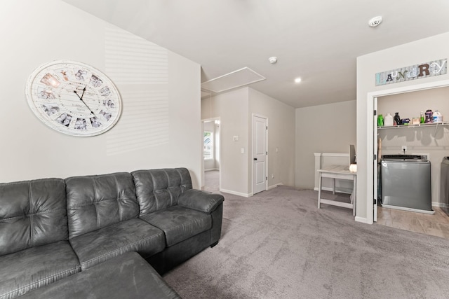 2529 Precast Dr, Columbia, TN 38401 - living room featuring attic access and carpet flooring
