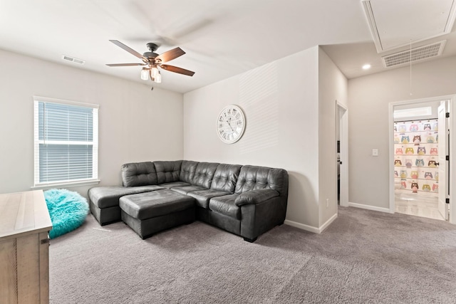 2529 Precast Dr, Columbia, TN 38401 - living area with attic access, ceiling fan, and carpet floors