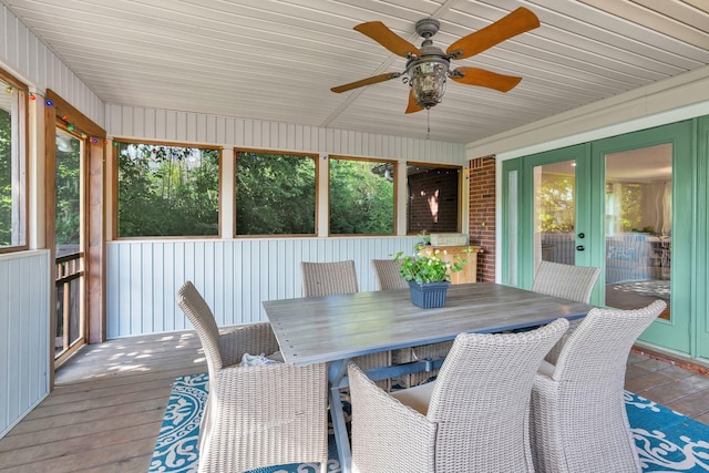 106 Dellrose Dr, Nashville, TN 37214 - sunroom featuring french doors, a ceiling fan, and outdoor dining area