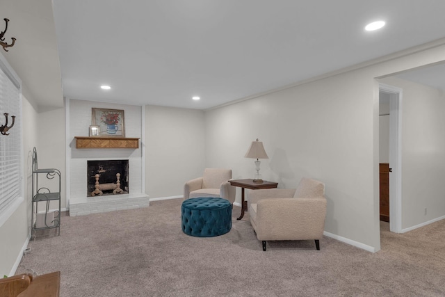 106 Dellrose Dr, Nashville, TN 37214 - sitting room featuring carpet floors, recessed lighting, and a fireplace