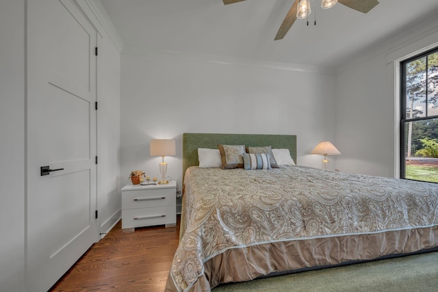 445 Old Pond Ln, Dickson, TN 37055 - bedroom with wood finished floors, ceiling fan, and crown molding