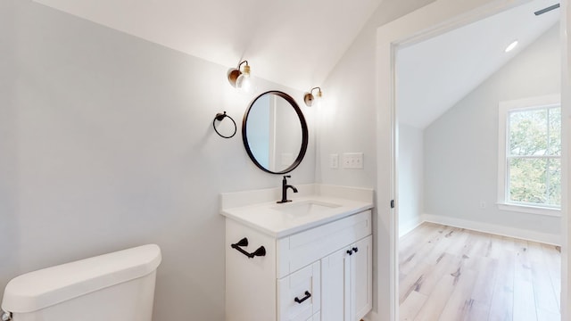 2346 Rhea Branch Rd, Ethridge, TN 38456 - half bathroom with lofted ceiling, vanity, and wood finished floors