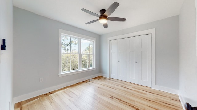 2346 Rhea Branch Rd, Ethridge, TN 38456 - unfurnished bedroom with wood finished floors, a closet, and ceiling fan