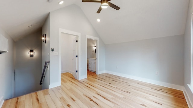 2346 Rhea Branch Rd, Ethridge, TN 38456 - bonus room with vaulted ceiling, a ceiling fan, and light wood-type flooring