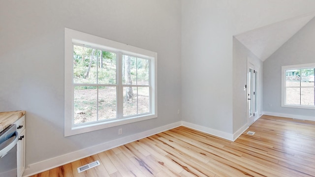 2346 Rhea Branch Rd, Ethridge, TN 38456 - interior space with light wood-style flooring and vaulted ceiling