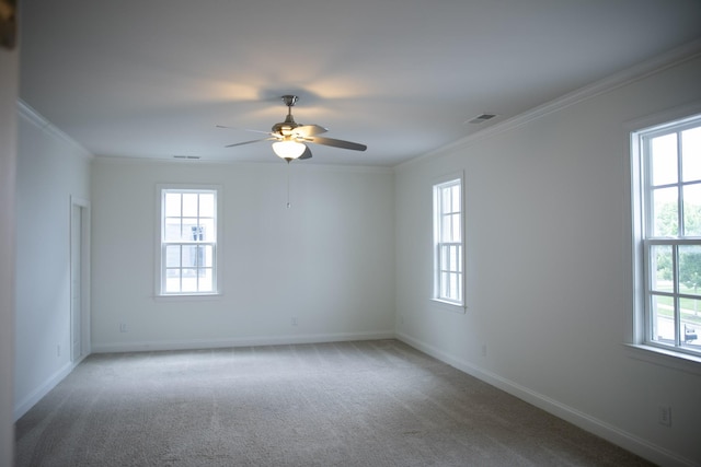 1023 Echelon Dr, Franklin, TN 37064 - carpeted empty room featuring plenty of natural light, ceiling fan, and ornamental molding