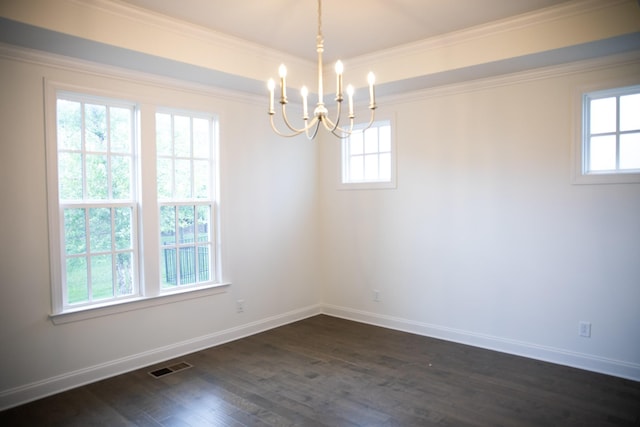 1023 Echelon Dr, Franklin, TN 37064 - spare room with a chandelier, dark wood finished floors, and ornamental molding