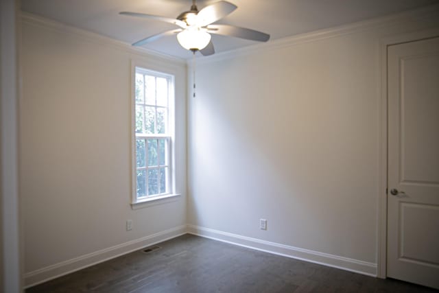 1023 Echelon Dr, Franklin, TN 37064 - unfurnished room with crown molding, ceiling fan, and dark wood-style floors