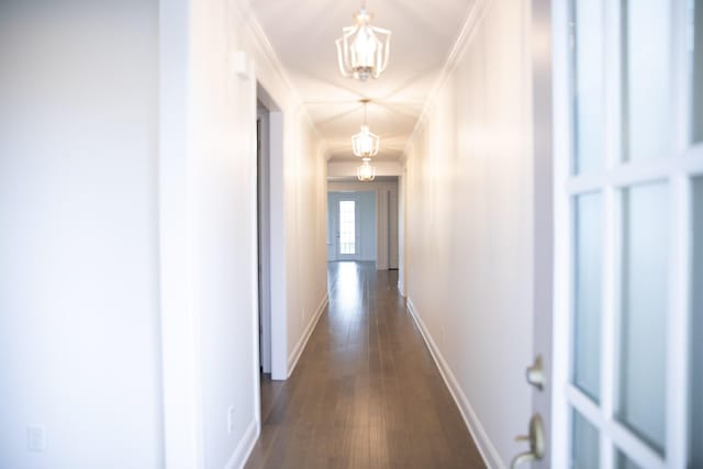1023 Echelon Dr, Franklin, TN 37064 - hall featuring a chandelier and dark wood-style flooring