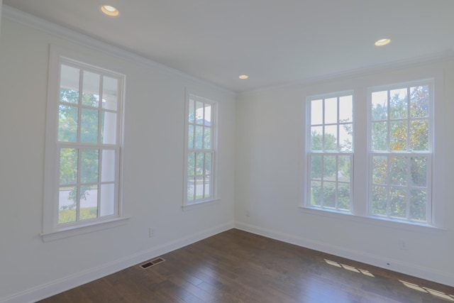 1023 Echelon Dr, Franklin, TN 37064 - unfurnished room featuring crown molding, dark wood-style floors, and recessed lighting