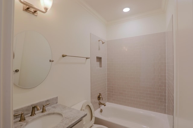 1023 Echelon Dr, Franklin, TN 37064 - bathroom with ornamental molding, bathing tub / shower combination, and vanity