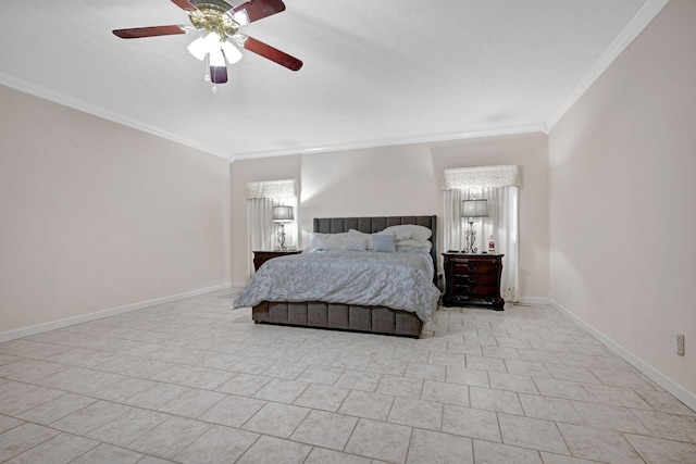 398 N Hummingbird Ln, Dickson, TN 37055 - tiled bedroom with ornamental molding and a ceiling fan