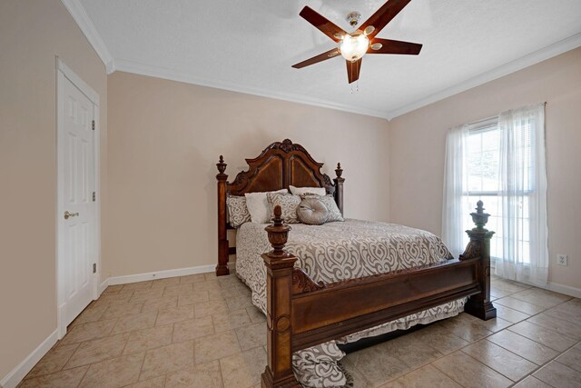 398 N Hummingbird Ln, Dickson, TN 37055 - bedroom featuring ornamental molding and a ceiling fan