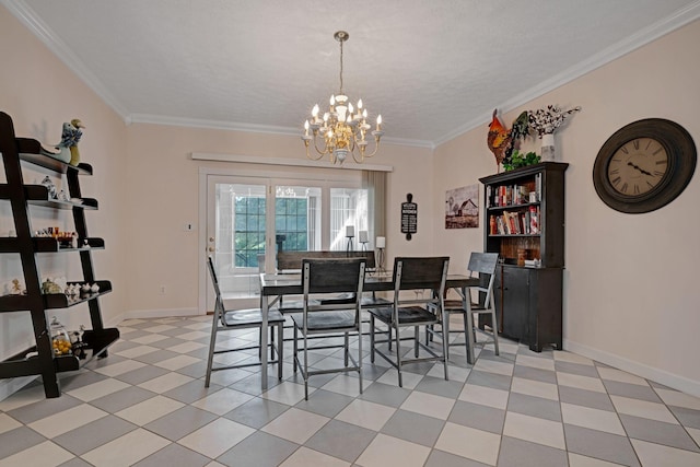 398 N Hummingbird Ln, Dickson, TN 37055 - dining space with ornamental molding, a chandelier, and light flooring