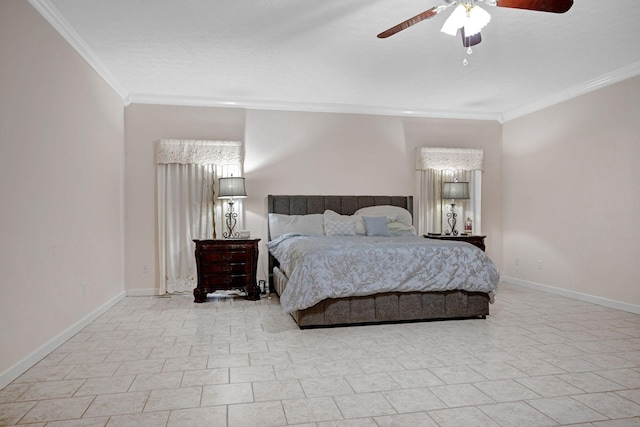 398 N Hummingbird Ln, Dickson, TN 37055 - bedroom featuring crown molding and a ceiling fan