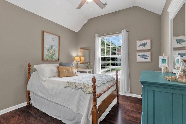 805 Tunewood Ct, Hermitage, TN 37076 - bedroom featuring lofted ceiling, dark wood-style flooring, and ceiling fan