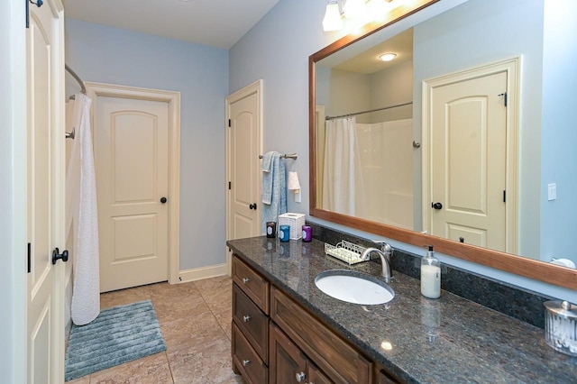 205 Nature Ridge Rd, Tullahoma, TN 37388 - bathroom with vanity, a shower with curtain, and tile patterned floors