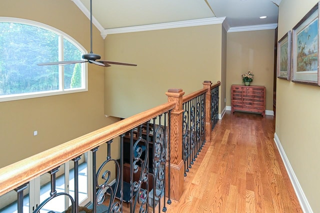 205 Nature Ridge Rd, Tullahoma, TN 37388 - hall with wood finished floors, ornamental molding, and recessed lighting