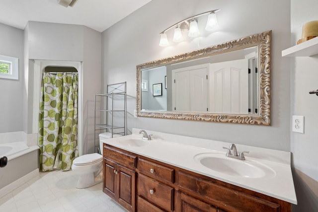 1908 Pointe Barton Dr, Lebanon, TN 37087 - bathroom with double vanity, a bath, and a shower with curtain