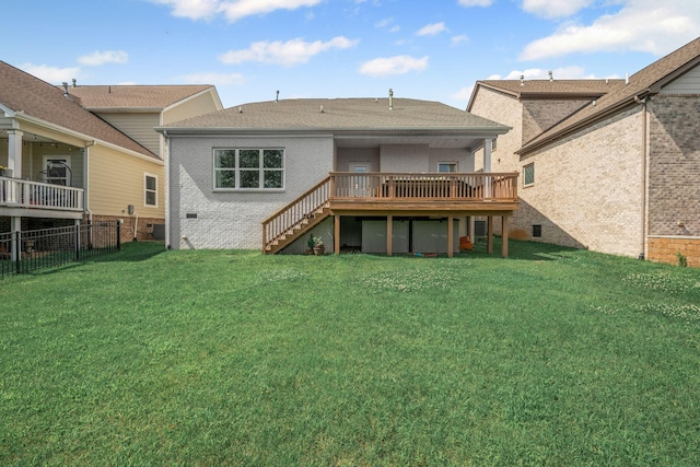 312 Rafferty Ct, Franklin, TN 37064 - back of house with stairway, brick siding, and a wooden deck