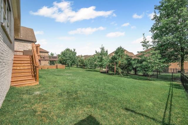 312 Rafferty Ct, Franklin, TN 37064 - fenced yard featuring stairway and a wooden deck