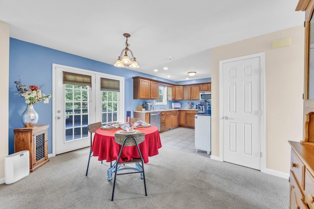 3299 Twelve Oaks Blvd, Clarksville, TN 37042 - dining area featuring light colored carpet, a chandelier, and recessed lighting