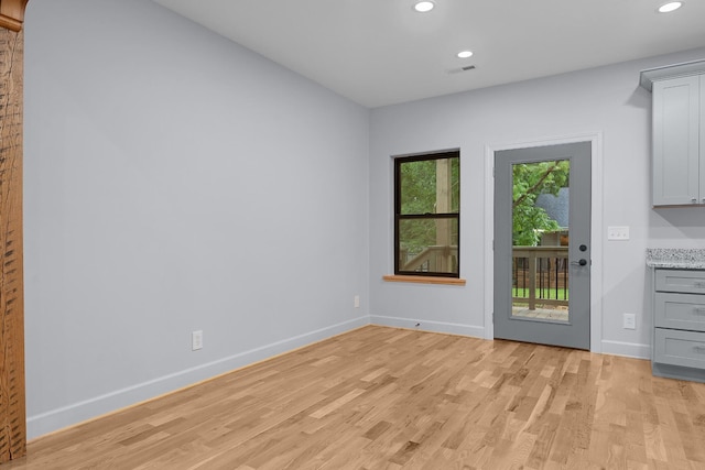 414 Ault Rd, Signal Mountain, TN 37377 - doorway to outside with light wood finished floors and recessed lighting