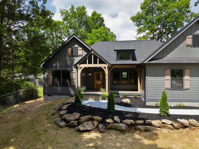 414 Ault Rd, Signal Mountain, TN 37377 - view of front facade with roof with shingles, board and batten siding, and a porch