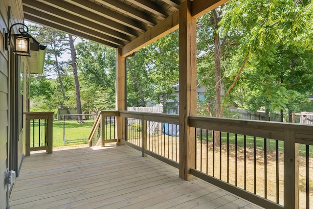 414 Ault Rd, Signal Mountain, TN 37377 - deck with a fenced backyard and view of scattered trees