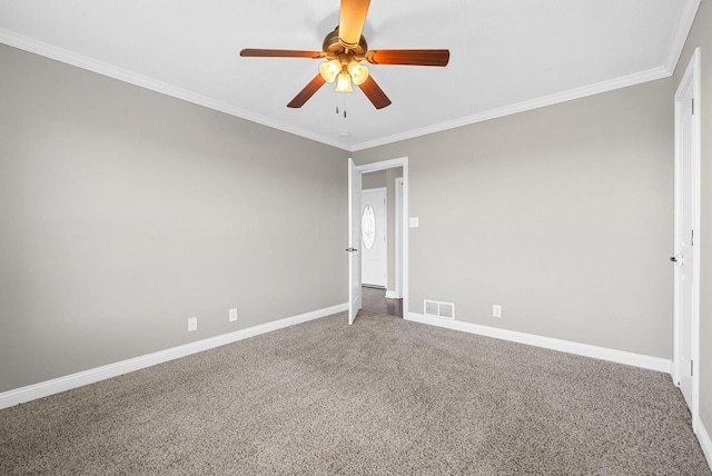 141 Bob White Trl, Oak Grove, KY 42262 - spare room featuring crown molding, ceiling fan, and carpet flooring