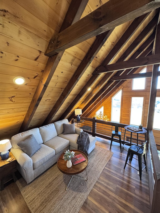 139 E Swan Ridge Rd, Hilham, TN 38568 - living area featuring wooden ceiling, dark wood finished floors, and wooden walls