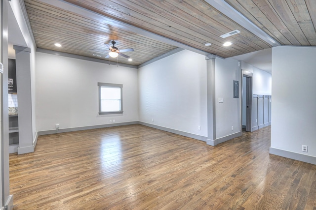 1205 Dr Db Todd Jr Blvd, Nashville, TN 37208 - spare room with wooden ceiling, a ceiling fan, wood finished floors, and decorative columns