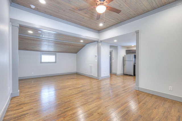 1205 Dr Db Todd Jr Blvd, Nashville, TN 37208 - unfurnished living room featuring wood ceiling, ceiling fan, recessed lighting, and light wood-type flooring