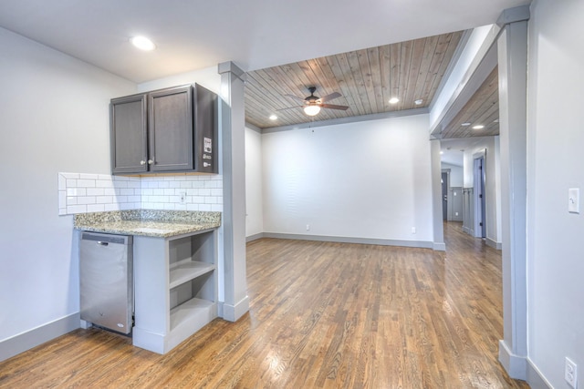 1205 Dr Db Todd Jr Blvd, Nashville, TN 37208 - kitchen with ceiling fan, dishwasher, wood finished floors, open shelves, and recessed lighting