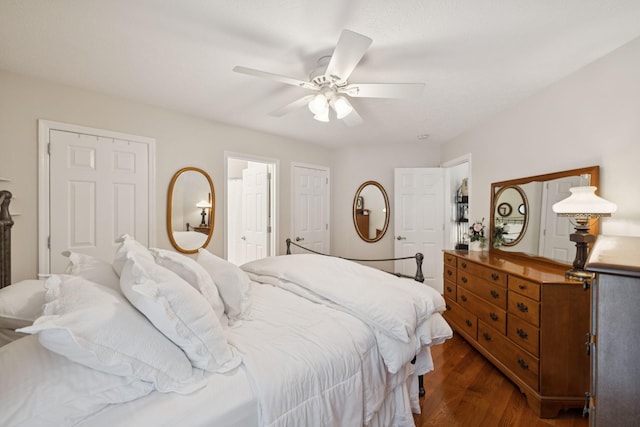 227 Riverbend Dr, Franklin, TN 37064 - bedroom with dark wood finished floors and a ceiling fan