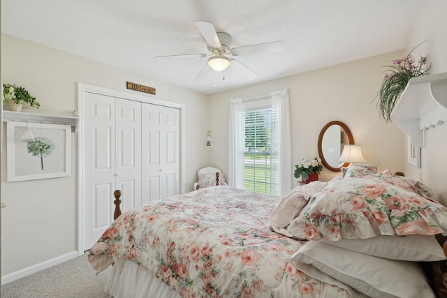 227 Riverbend Dr, Franklin, TN 37064 - bedroom with carpet flooring, a closet, and ceiling fan
