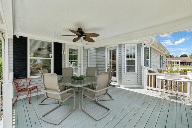 227 Riverbend Dr, Franklin, TN 37064 - deck featuring a ceiling fan and outdoor dining area