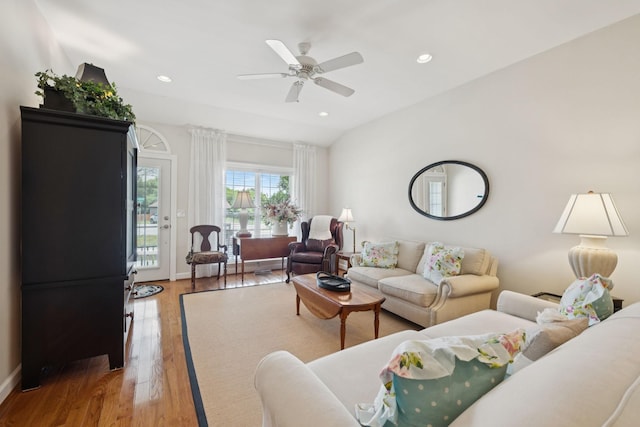 227 Riverbend Dr, Franklin, TN 37064 - living area with light wood-style flooring, a ceiling fan, and recessed lighting