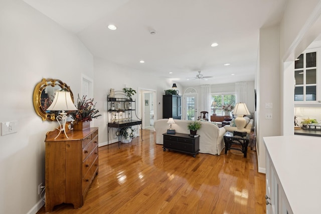 227 Riverbend Dr, Franklin, TN 37064 - living area featuring light wood-type flooring, recessed lighting, and ceiling fan