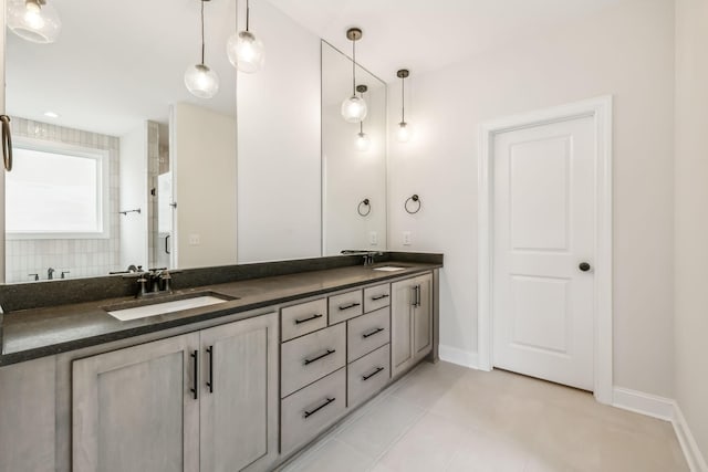 512 Smokey Rdg, Nolensville, TN 37135 - bathroom with double vanity, tile patterned floors, and a shower with shower door
