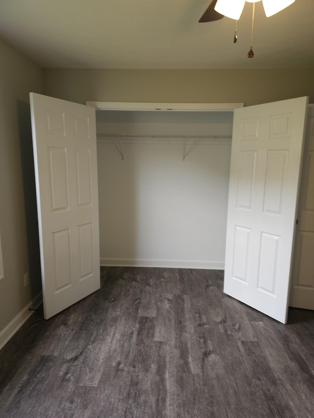 4070 Hartsville Rd, Lafayette, TN 37083 - unfurnished bedroom featuring wood finished floors, a closet, and ceiling fan