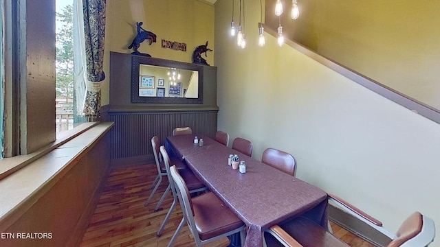 329 Wheeler Ln, Jamestown, TN 38556 - dining area featuring wood finished floors and wainscoting