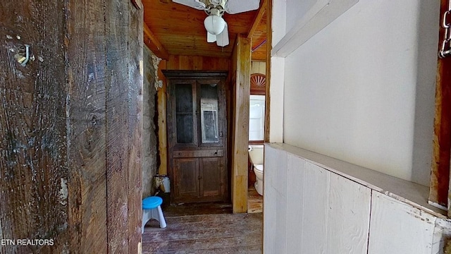 329 Wheeler Ln, Jamestown, TN 38556 - hallway featuring wood finished floors and wooden walls