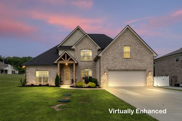 1446 Millstone Creek Rd, Lascassas, TN 37085 - view of front of property with a garage, concrete driveway, and brick siding